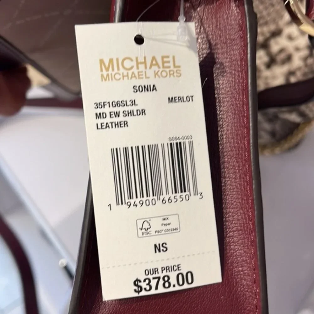 Michael Kors Sonia Medium Leather Shoulder Bag Merlot